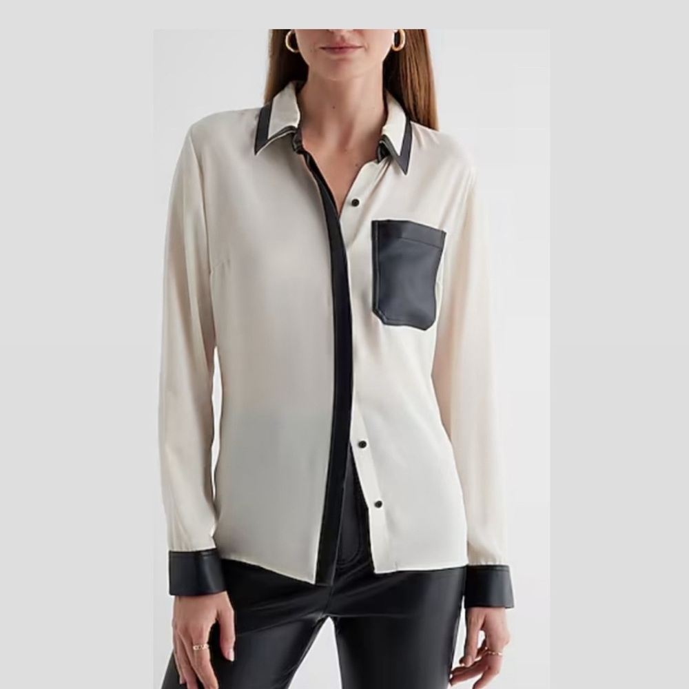 Express Black and White Blouse